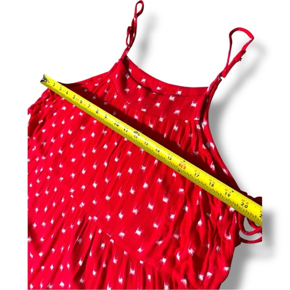Universal Thread Red With White Pattern Sleeveless Adjustable Tiered Tank Top - Picture 12 of 16